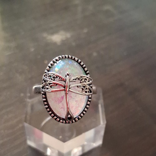 Ring silberfarben opal oval - silberfarben,