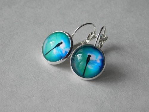 Ohrringe cabochon libelle - cabochon,
