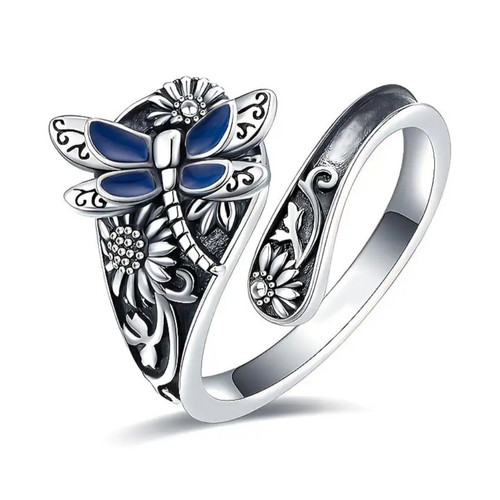 Ring silberfarben blau - silberfarben,