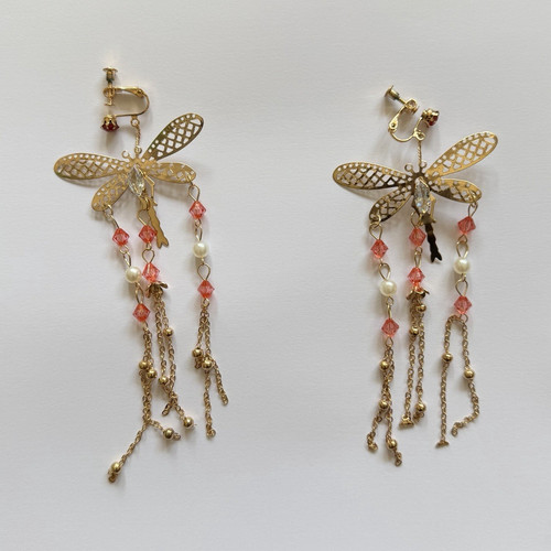 Libellen ohrclips goldfarben - libellen,